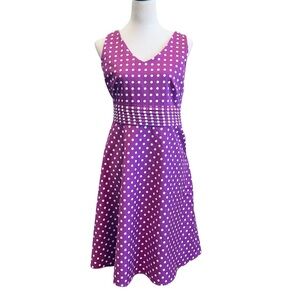 Amanda Smith Vivid Purple Midi Dress with White Dots